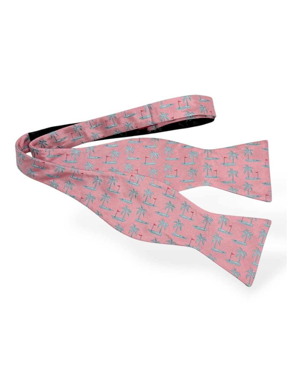 Southern Proper Preppy Pink Palm Tree Golf Tee Silk Bow Tie